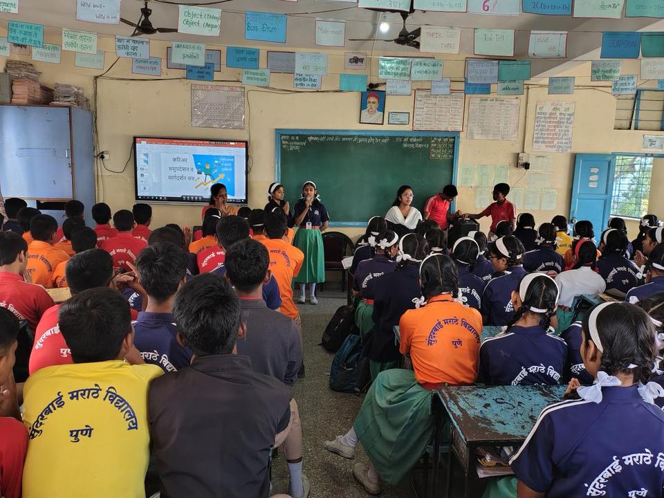 Career counseling and guidance session with students in a government school